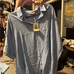 Easel Light Blue Casual Button Down Shirt
